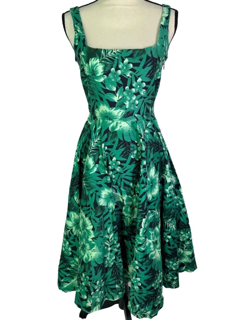 NWT Zara Woman Green Tropical Floral Midi Dress Small Vacation Cottagecore